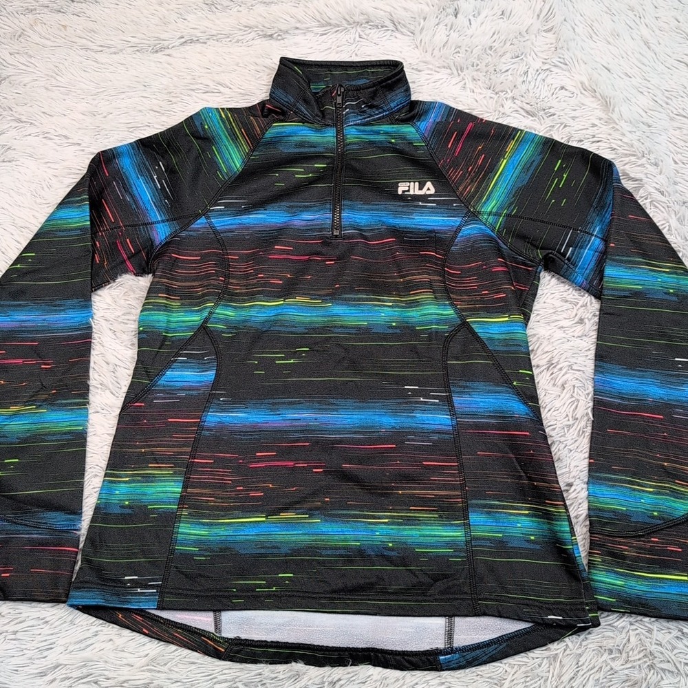 Fila‎ Shirt Womens L Sport Athletic Running Casual Quarter Zip Cosmic Comfort